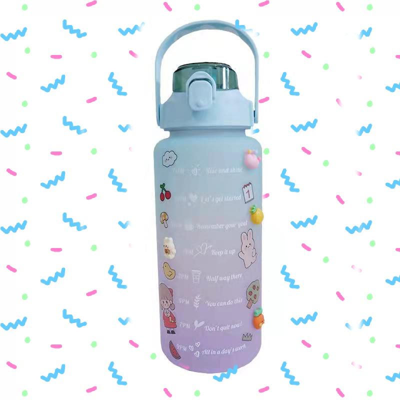 [SKY Grosir] Botol Minum Pelangi 2 Liter 2L (Botol Motivasi Warna Gradasi 2000mL)-Botol 1500ml / Hijau