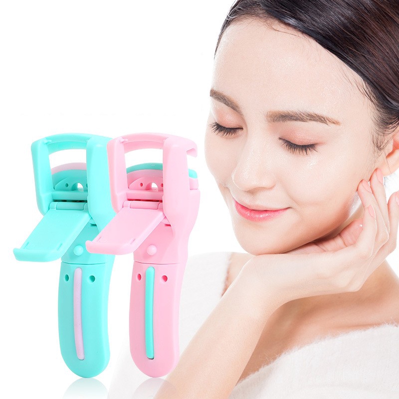 Portable Plastic Mini Handhold Eyelash Clip,Eyelashes Curler Clip Silicone Pad Makeup Tools