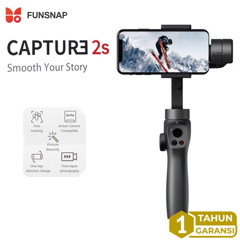 Funsnap Capture Gimbal 2s Stabilizer 3-Axis untuk HP Smartphone Combo