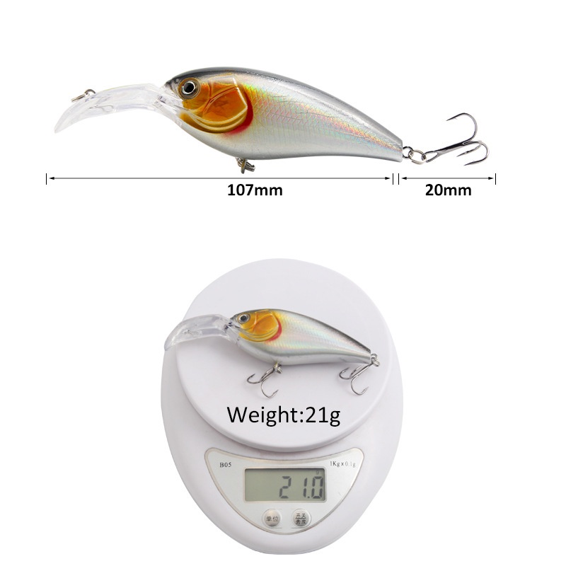 Umpan Pancing Crankbait Wobbler Keras 10.7cm / 21g Untuk Ikan Bass / Trout / Air Tawar / Asin