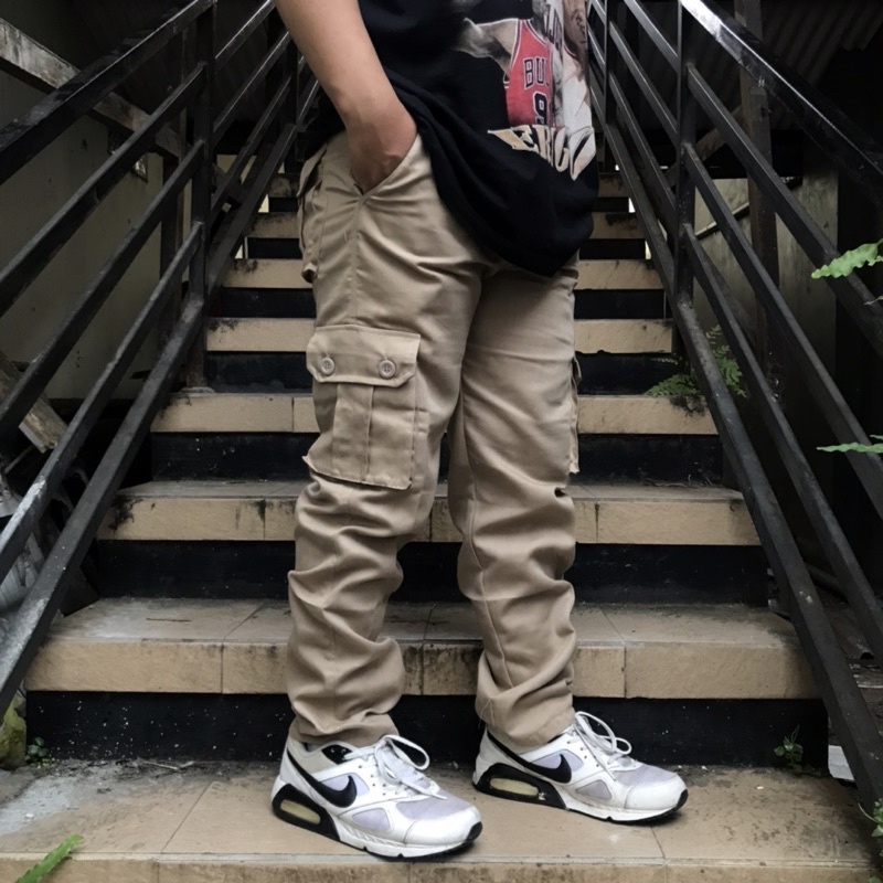 CELANA PANJANG CARGO KEMPOL WARNA CREAM /CARGO PANTS /TACTICAL PANTS READY STOCK BIG SIZE