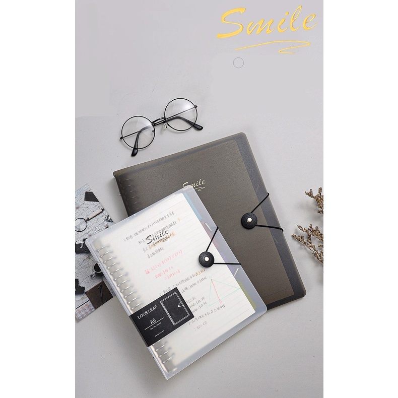 

Smile Binder Transparan Black and White ( Loose Leaf + Pembatas Plastik ) - A5 ~ B5