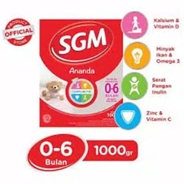 Susu SGM 0-6 bulan 1000 gram / SGM ANANDA 0-6 1000gr | Shopee Indonesia