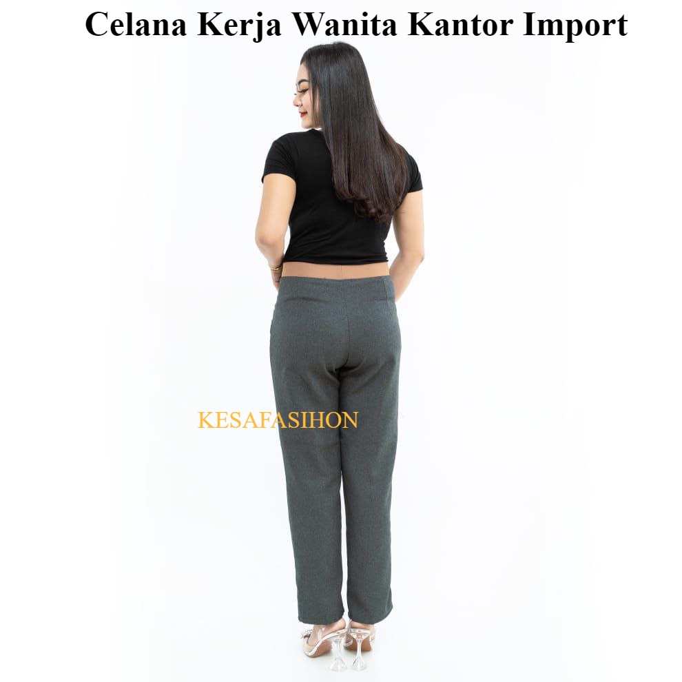 Celana Kerja Wanita Kantor Import Pinggang Karet Elastis Terbaru Casual Kasual Bahan Katun Grasella