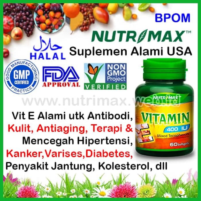 Promo  Nutrimax Vitamin E 400 IU isi 60 Vitamin Antioksidan Buat Kulit 400IU  Berkualitas