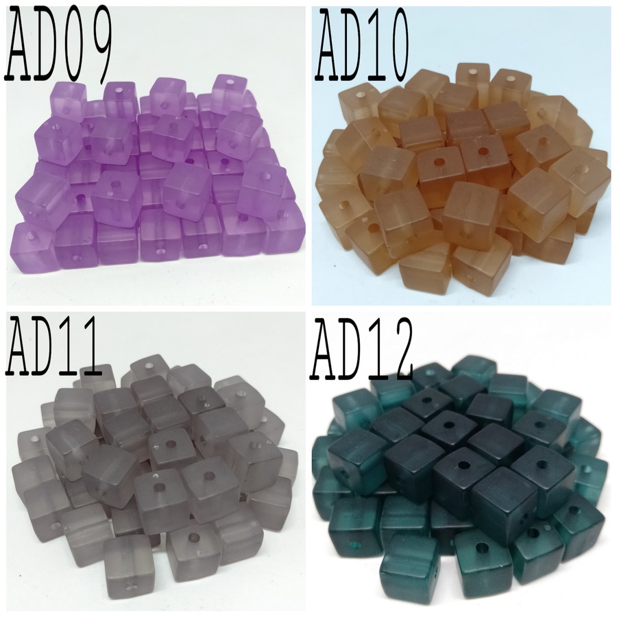 MANIK KOTAK FROSTED / MANIK KOTAK / MANIK AKRILIK KOTAK / MANIK DOF KOTAK LUBANG TENGAH / MOTE AC DOF KOTAK LT 10MM