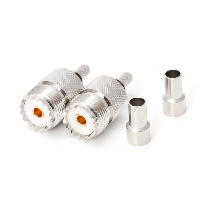 Cre 10 Set Adapter Konektor Kabel Coaxial Jack UHF Female SO239 Untuk RG58 RG142 RG400 LMR195