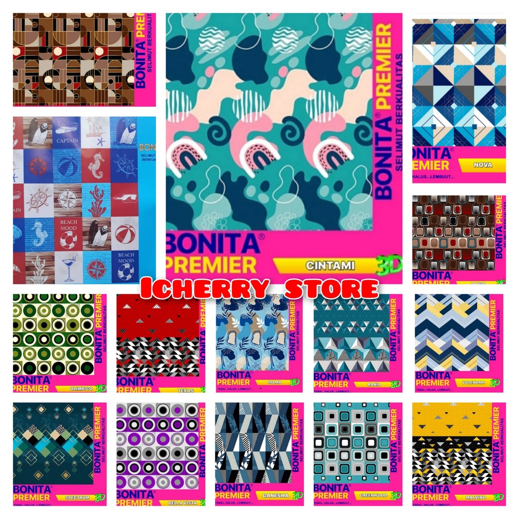 Selimut Bonita Premier Bulu Panel 3D 160x200 Motif Maureen, Alicia, Bella Vista, Olimpico, Texas, Ga