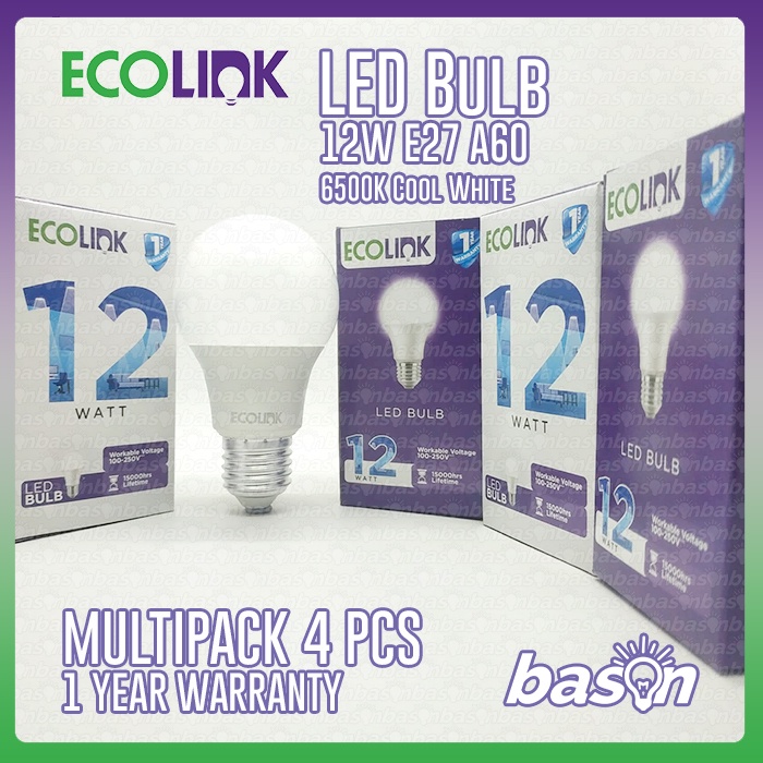 ECOLINK Multipack LED Bulb 12W A60 - Paket isi 4 bh - Bohlam Lampu LED