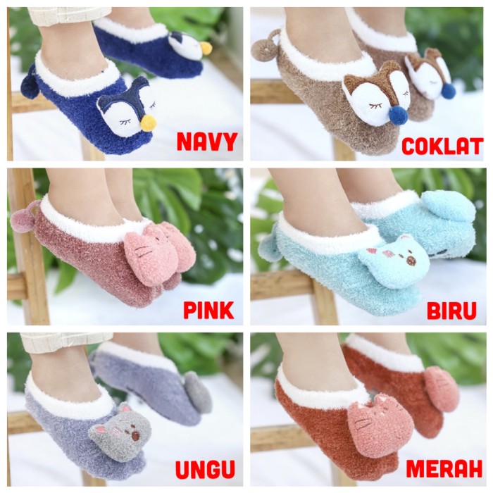 Kaos Kaki Sepatu Anak Bayi Baby Sock Fleece Bulu Boneka Anti Slip Halus Lembut Beludru