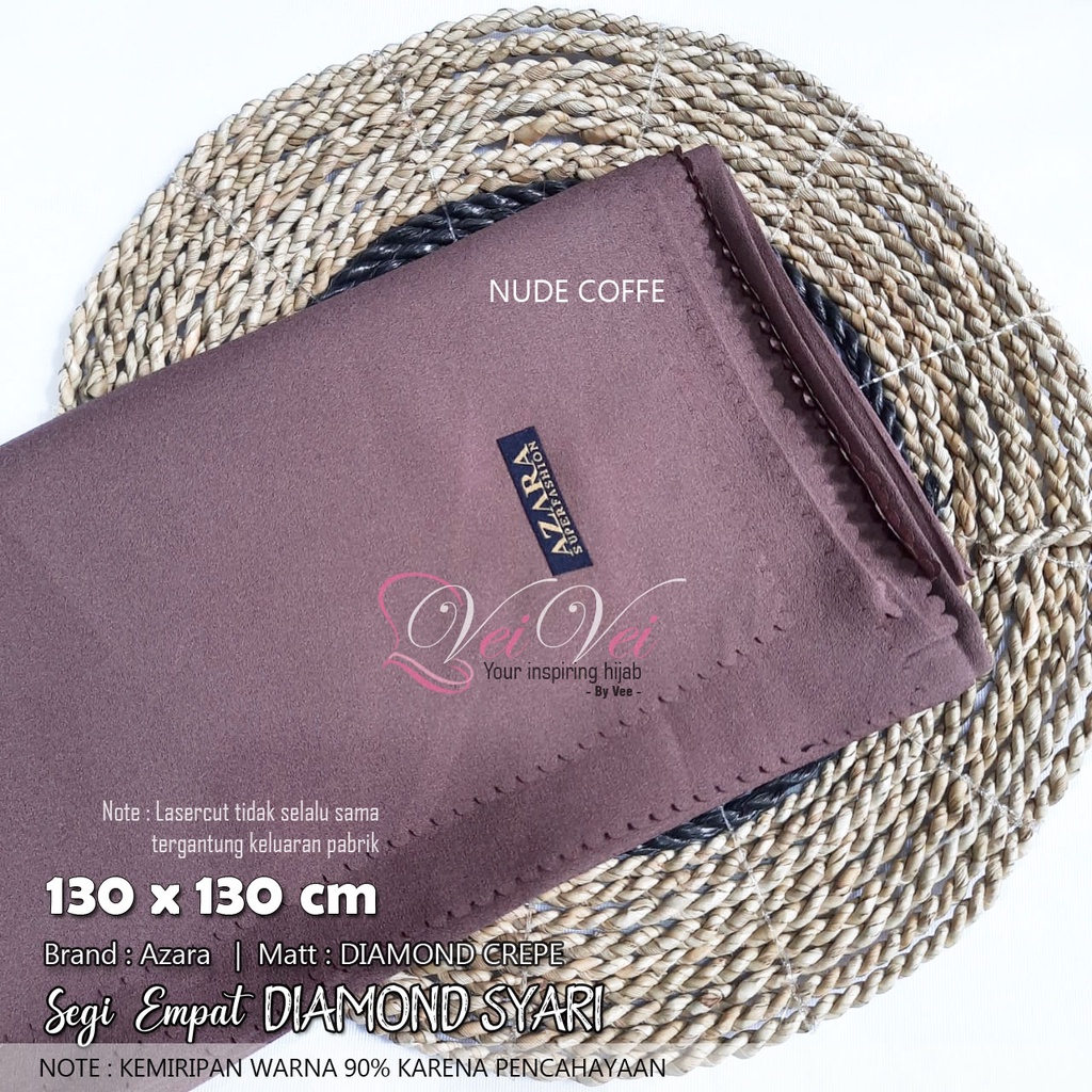 [ 130 x 130 cm] DIAMOND CREPE LASER - JILBAB SEGI EMPAT SYARI JUMBO AZARA-NUDE COFFE