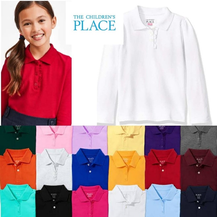 PEREMPUAN-ANAK-KAOS- KAOS KERAH POLO ANAK PEREMPUAN PLACE RUFFLE TANGAN PANJANG - NAVY -KAOS-ANAK-