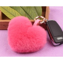 Gantungan Kunci Pom Pom Love Cinta Hati Keychain Berbulu Kelinci Bola Bulu Gantungan kunci Mobil Tas