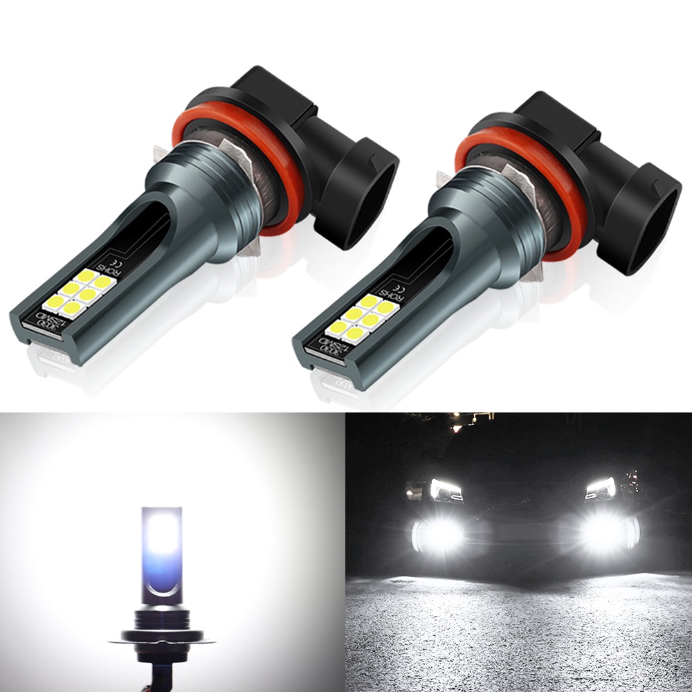 2pcs Lampu Kabut Depan Mobil H8 H9 H1 H3 LED H4 H7 H11 9005 HB3 9006 HB4 DC12V-24V 6000K Warna Putih