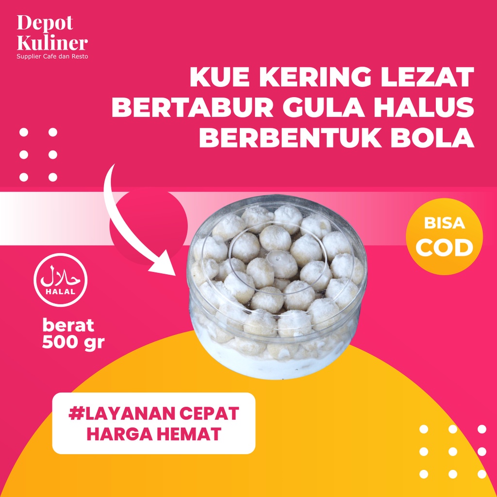 

Kue Kering Lebaran Kue Salju 500 gr berbentuk Bulat