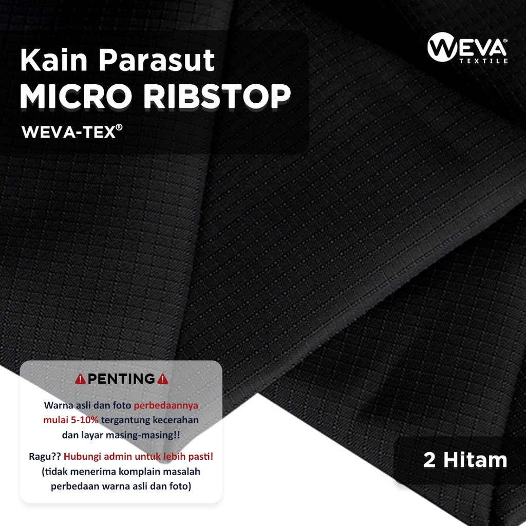 Bahan Kain Micro Ribstop Kain Jaket Parasut Waterproof Hitam
