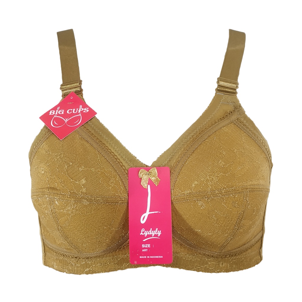 Lydyly - Bh Jumbo Cup Besar Tanpa Kawat / Bra Mama Besar / Bh Big Size L023 Bra Renda 3 Kaitan Underwear Jumbo