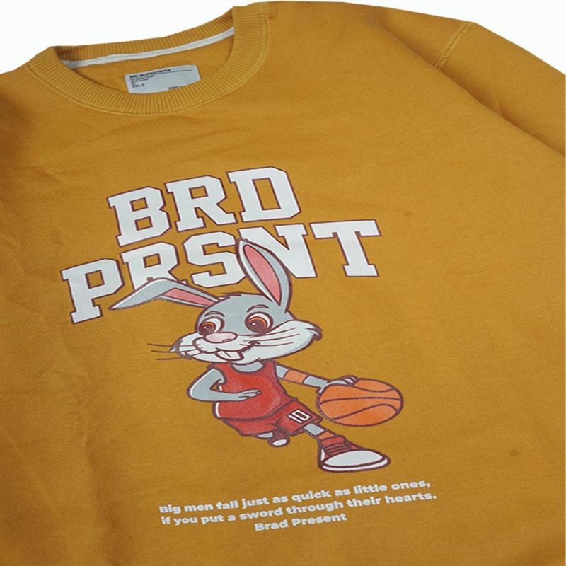 BRAD PRESENT ORIGINAL Sweater crewneck Sweatshirt cowok kuning motif basket rabbit seri  BRD2201