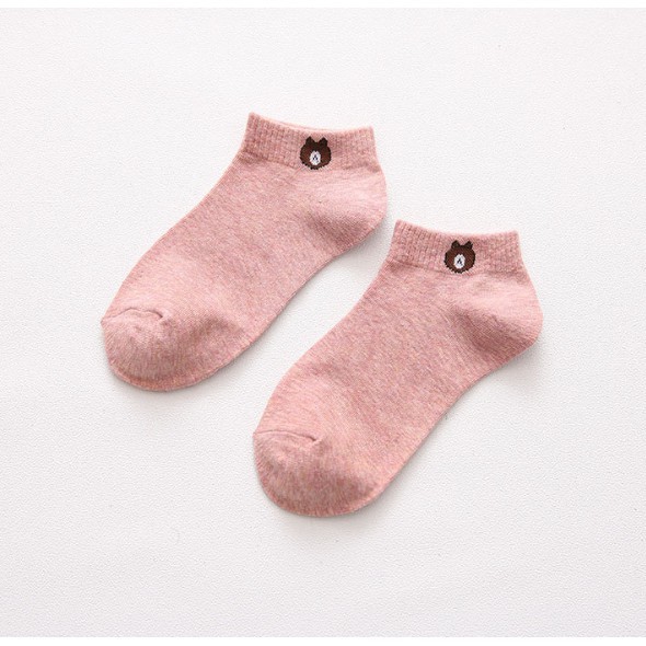 KINGS - Kaos Kaki Brown Kaos Kaki Cute Socks Short Socks Sepatu K351-Pink