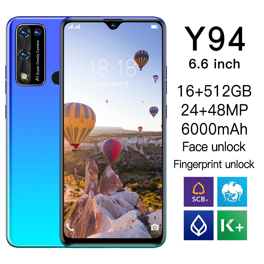 Ponsel Pintar Baru Y94 hp murah RAM 16 GB + ROM 512 GB handphone 6.7inci 5G Android Dual Card SIM Sm