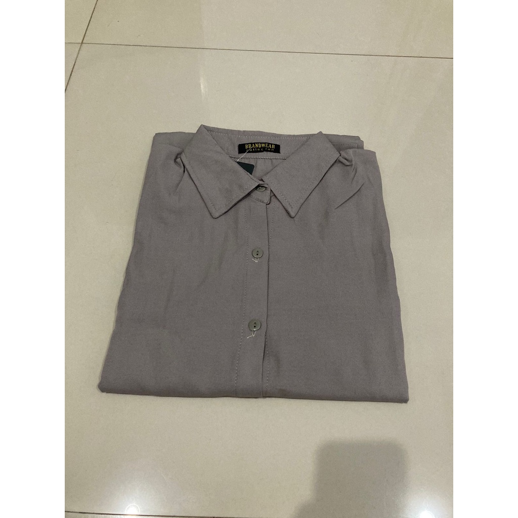 KEMEJA NINY REMPLE BLOUSE WANITA SHIRT PUTIH KEMEJA LENGAN PANJANG-DA GRAY