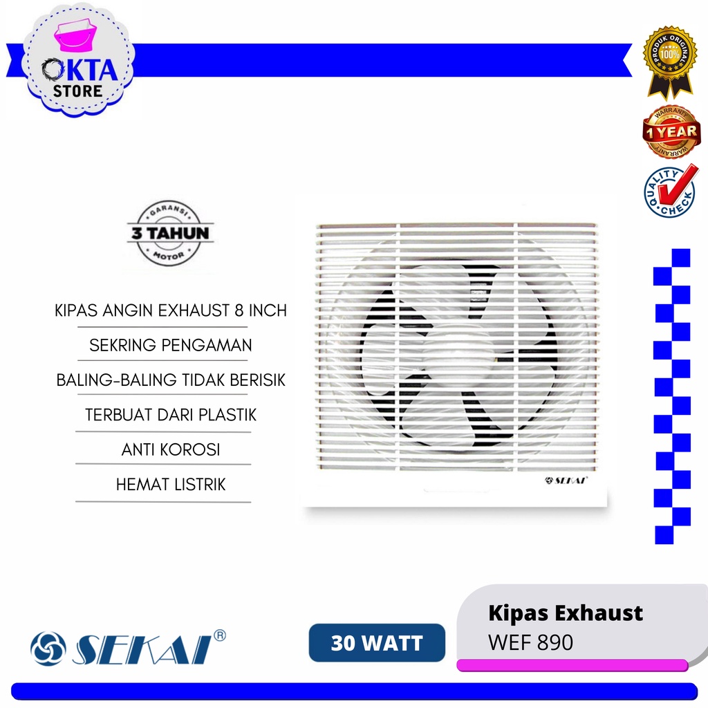 Sekai Exhaust Fan Dinding 8inch WEF 890 20 cm 30 watt