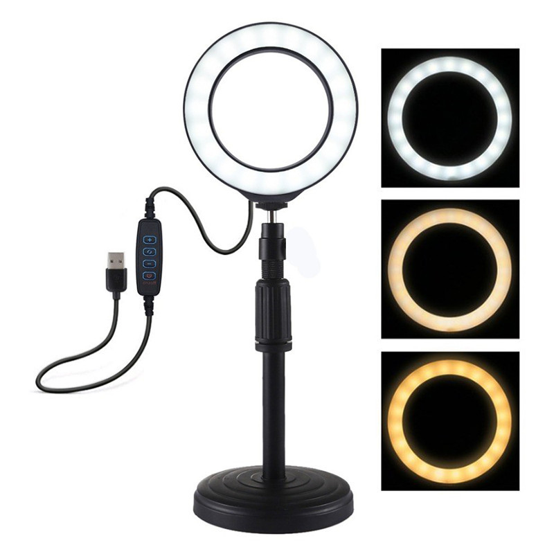 [SB] 6&quot;Selfie Ring Light Fill lamp Multi-function Stand Selfie Stick Round Base Desktop Mount