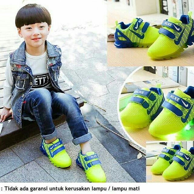 HappyOliver CEKLIS AIR Sepatu Anak Sport Anak Laki / Perempuan Anti Slip sneakers lampu LED