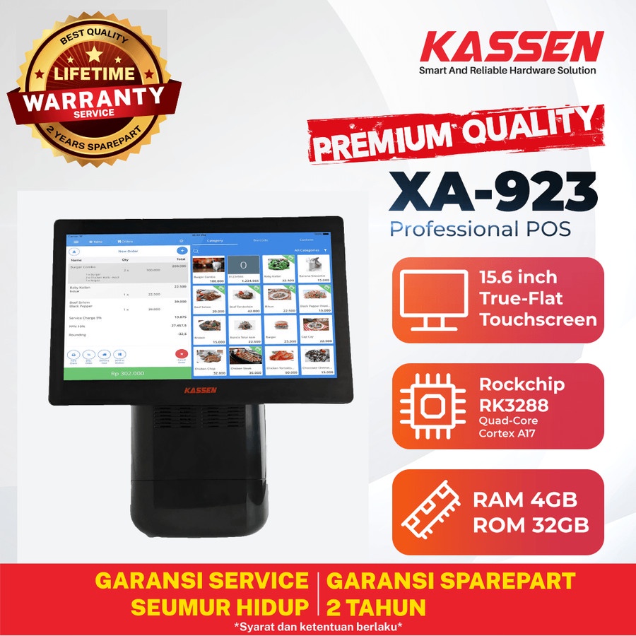 KASSEN XA-923 ANDORID POS TOUCHSCREEN DUAL DISPLAY 80MM
