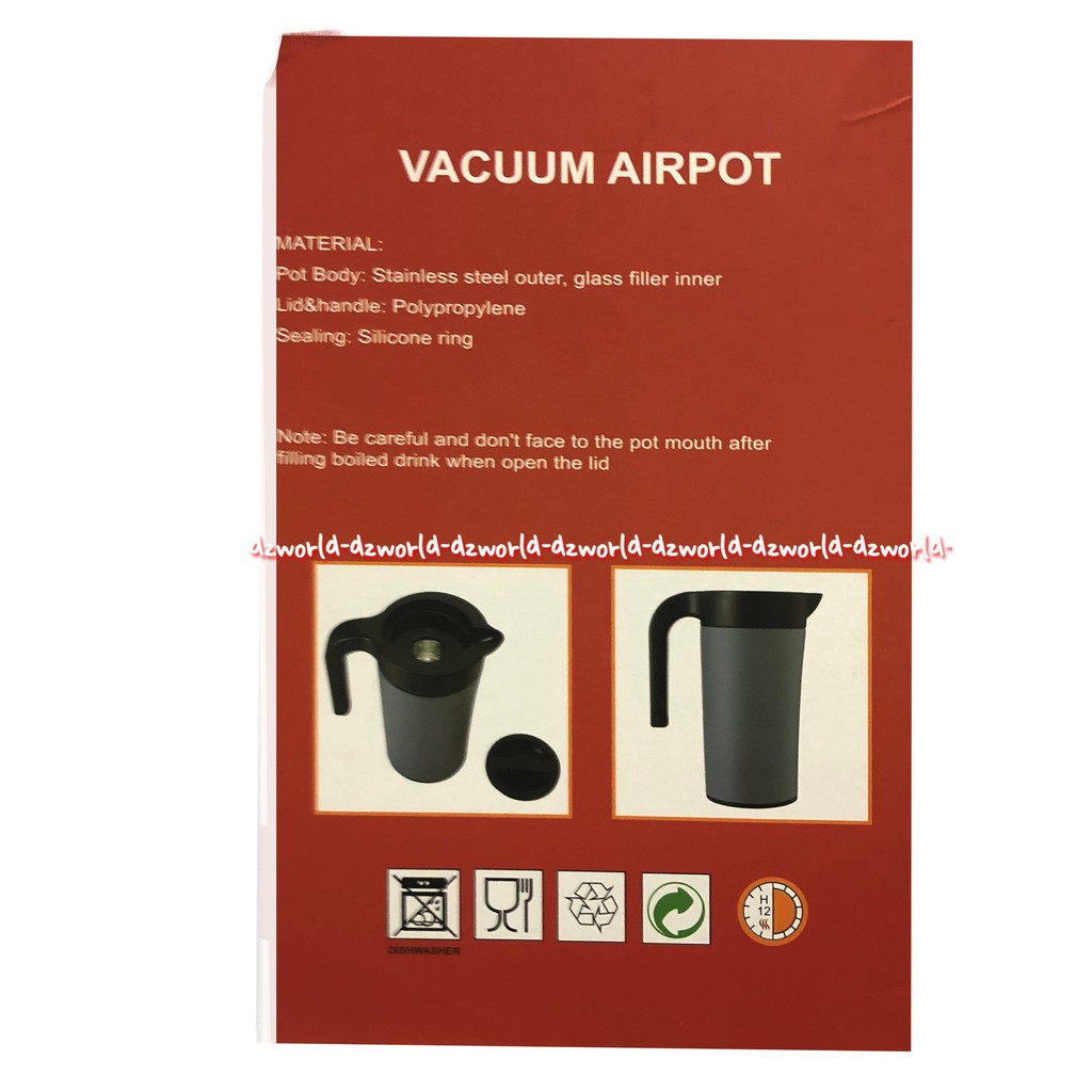 Krishome Vacuum Airport 1L Big Handle Grey Teko Cerek Tempat Air Tahan Panas 12jam Grey Abu Abu