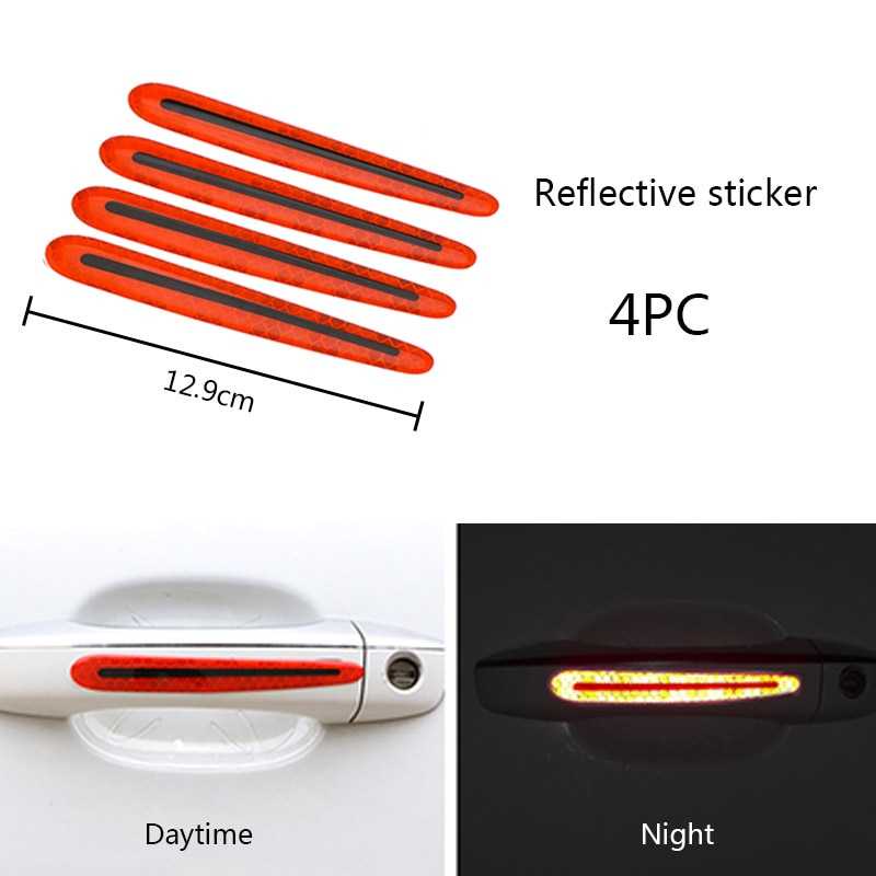 Seametal Reflective Sticker Gagang Pintu Mobil 4 PCS - 1184-Merah