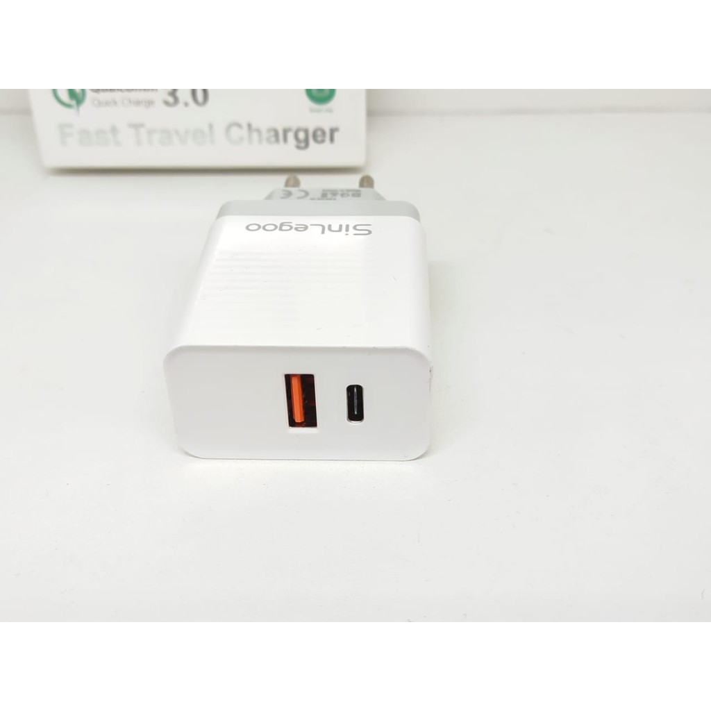 SINLEGOO CR-04 Head Charger QC3.0 PD-18W Type-C 1 USB Port Fast Travel Charger GARANSI 1 TAHUN