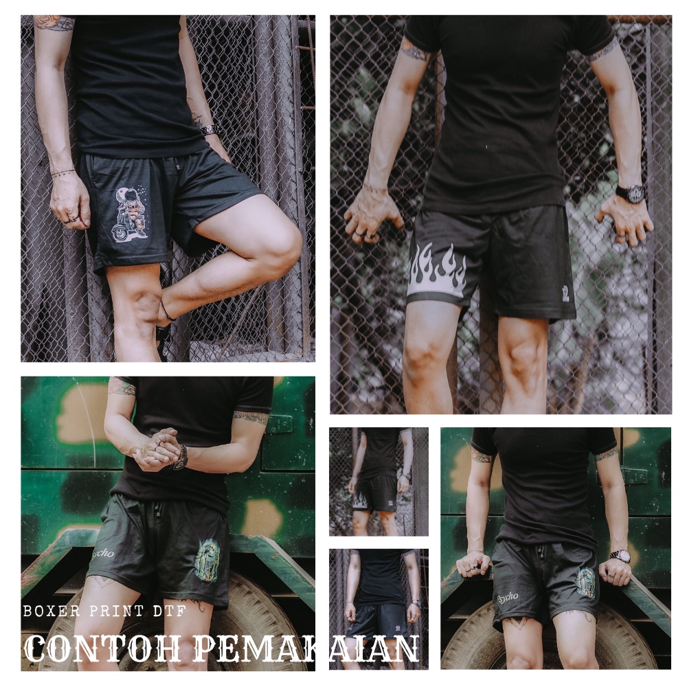 Best Seller DTF - Boxer pria Hitam| Celana pendek pria| Pakaian dalam boxser| Celana dalam kolor bokser| Boxer sablon DTF black series