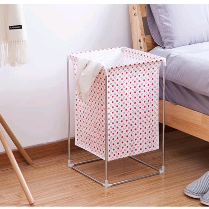 EM Keranjang cucian stand baju kotor laundry basket bahan Oxford asli