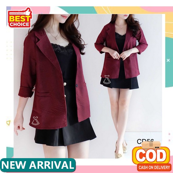 Others Blazer Jumbo Blazer Oversize Blazer Panjang Korean Style Wanita Long Vest Blazer (S0228) (1 C