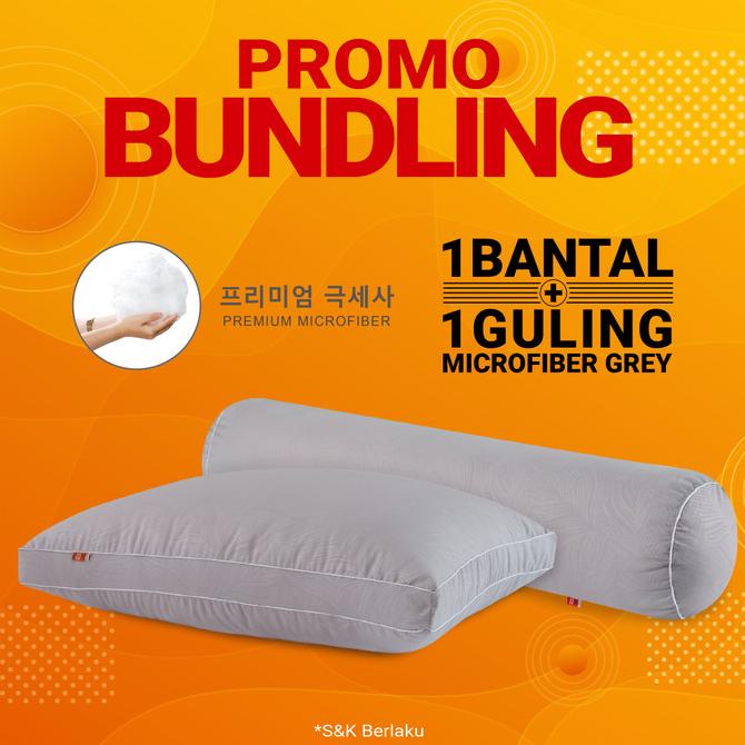 [Promo Bundling] Domi Bantal Microfiber Grey + Domi Guling Microfiber