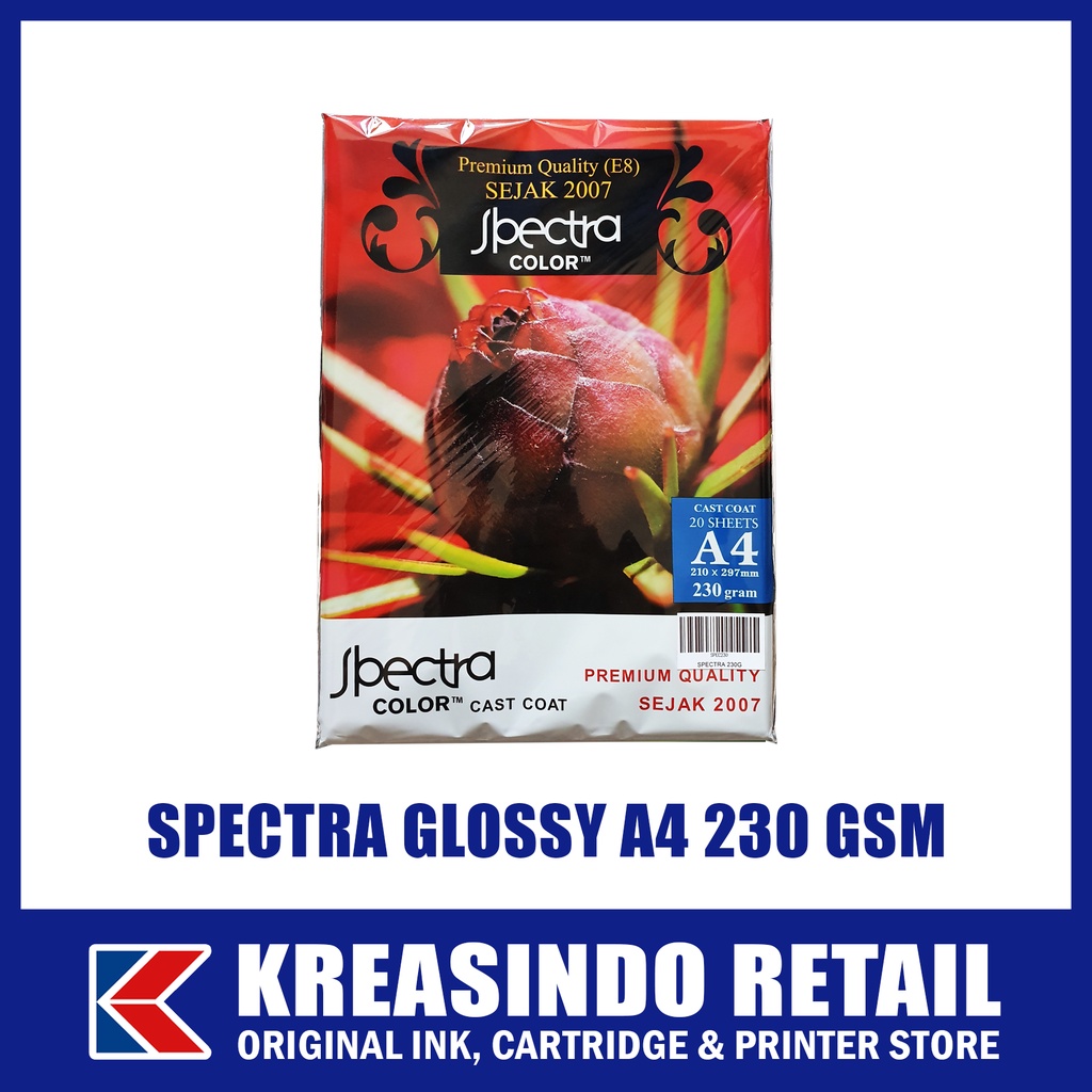 Spectra Cast Coat Glossy Photo Paper A4 230 GSM / Gram