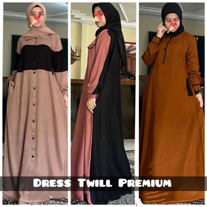 NONI Dress || Gamis Kombinasi || Gamis Twill Premium || Gamis big size || PB 140 cm