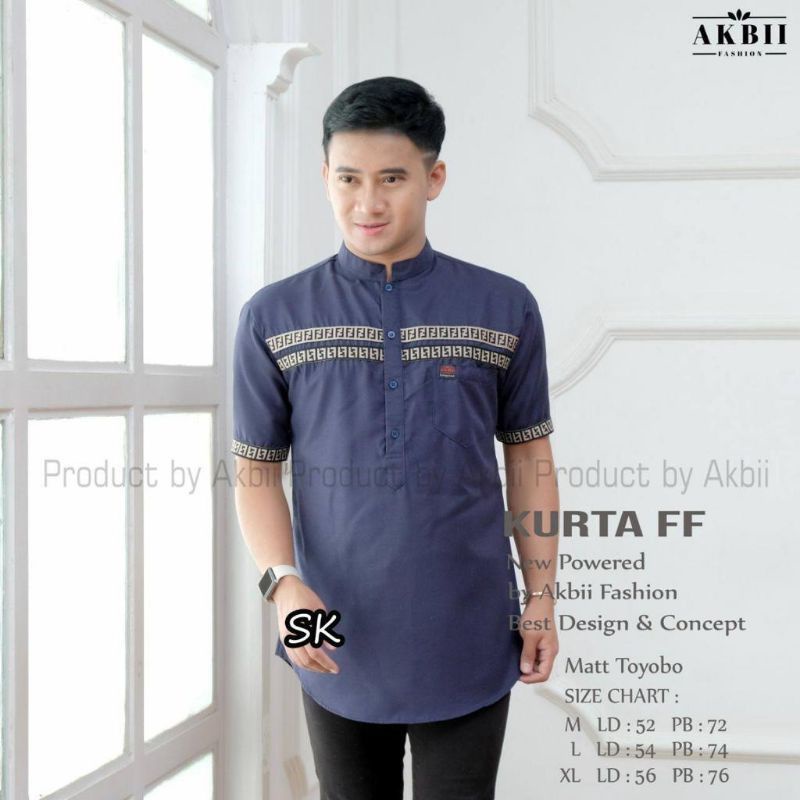 Baju Koko Kurta Lengan Pendek Fashion Muslim Pria Dewasa Terbaru Bahan Tebal Halus koko FF