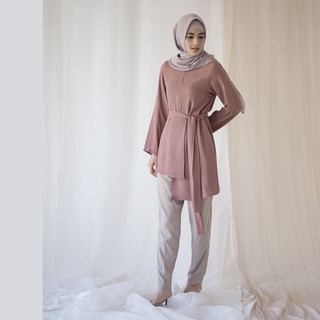 Jual Dusty Rose Tarasari by Aska Label - Tunik asimetris warna dusty