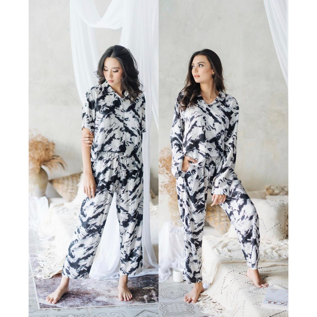 pajamas set tie dye kemeja tiedye one set tie dye piyama tie dye baju pantai pakaian wanita