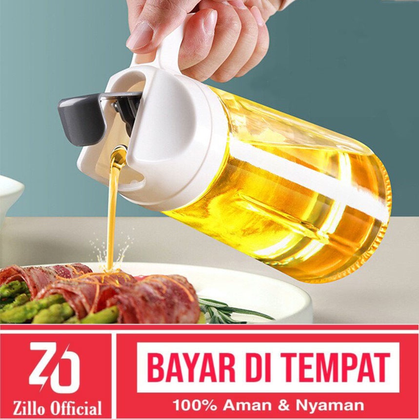 ZILLO Botol Kaca Tempat Minyak Goreng Elegan Bottle Oil Pot Wadah Minyak Dengan Tutup Botol Anti Tumpah