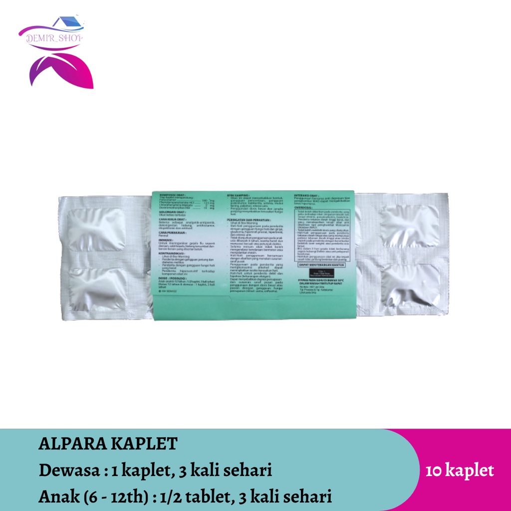 Alpara Kaplet Strip Obat Gejala Flu disertai Batuk / Obat Pilek