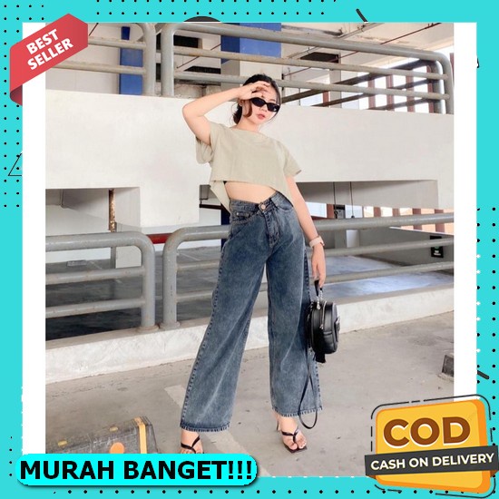 Avaa - Celana Hw Cyk Cutbray Jeans Mocca - Celana Jeans Cutbray Jeans Wanita Kekinian Size 27-34 - J