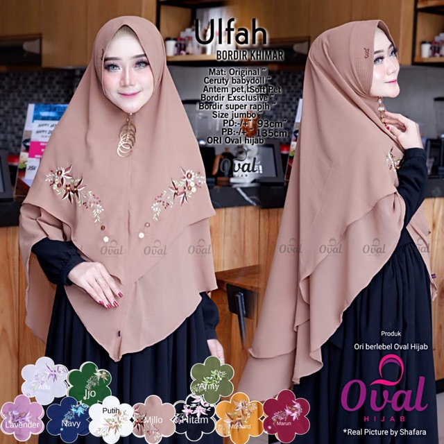 Ulfah khimar bordir bahan ceruti by oval