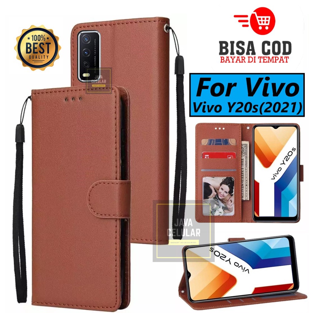 FLIP CASE UNTUK VIVO Y20s 2021 FLIP LEATHER CASE PREMIUM-FLIP WALLET CASE KULIT UNTUK VIVO Y20s 2021