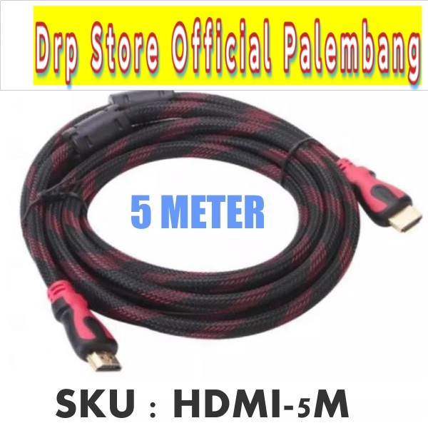 Kabel HDMI to HDMI 5 Meter Serat Jaring Cable Male to Male Extender 5M