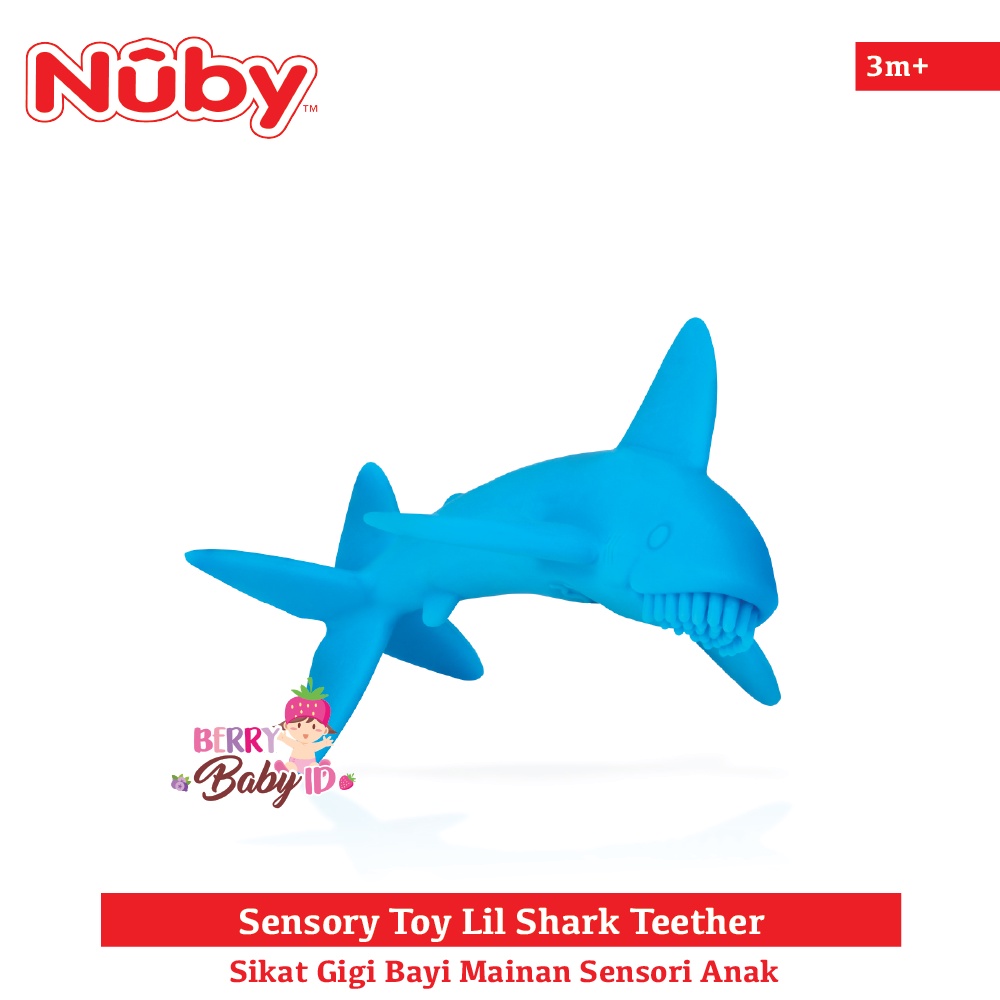 Nuby Sensory Toy Lil Shark Teether Sikat Gigi Bayi Anak Mainan Sensori Berry Mart