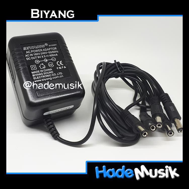PROMO Adaptor Biyang 9V 400maH, Daisy Chain untuk 5 Efek Gitar PROMOKode 807