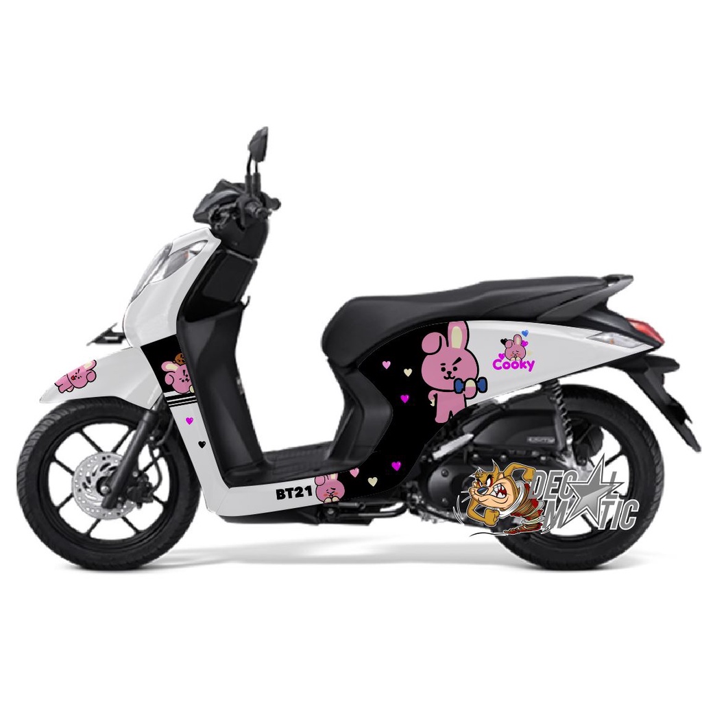 Stiker Full Body Decal Motor Honda Genio Merah Putih Hitam - BT21 Cooky